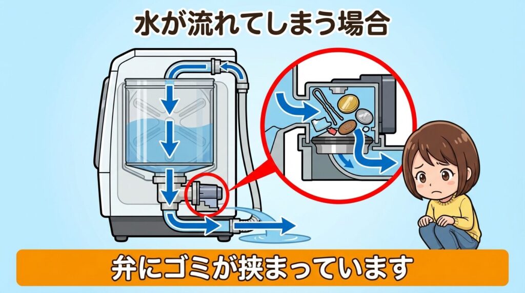 水が流れてしまうなら排水弁を確認