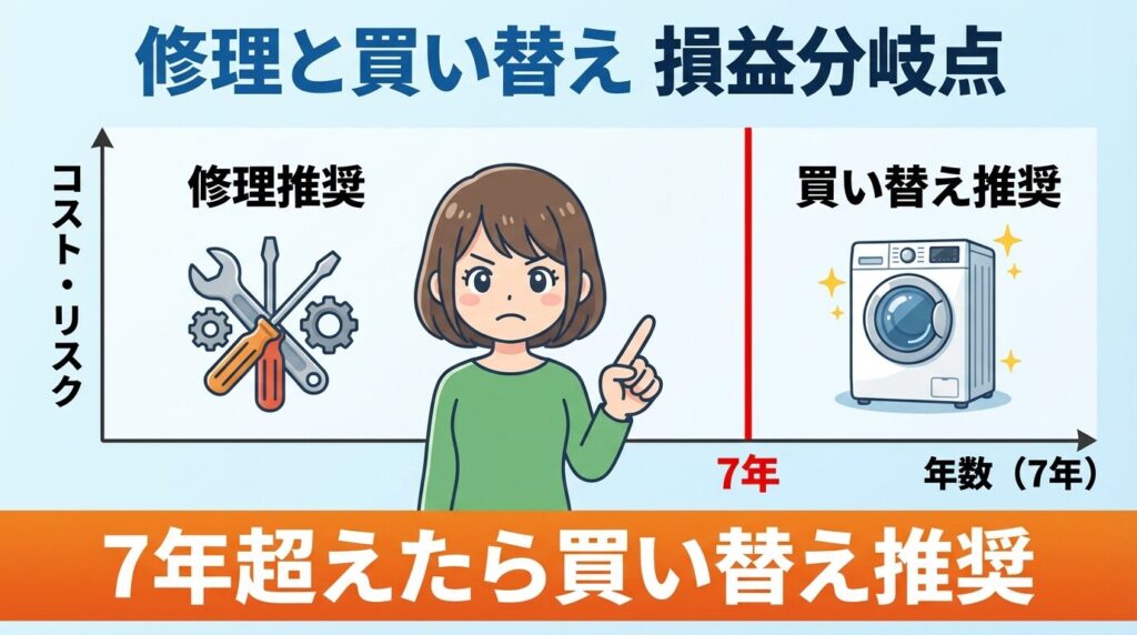 修理と買い替え損益分岐の目安