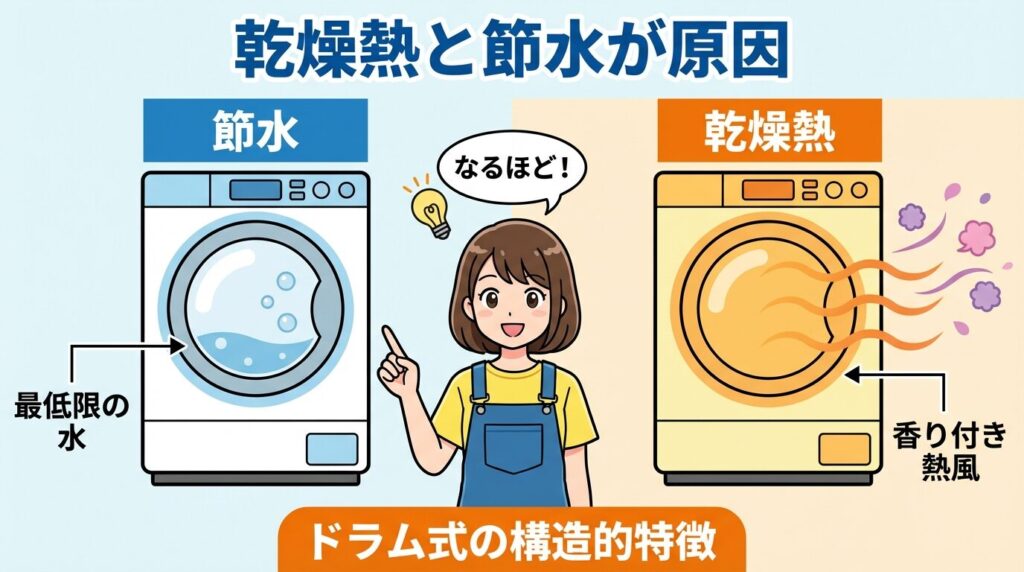 結論：乾燥の熱と節水構造が香りを飛ばす主犯