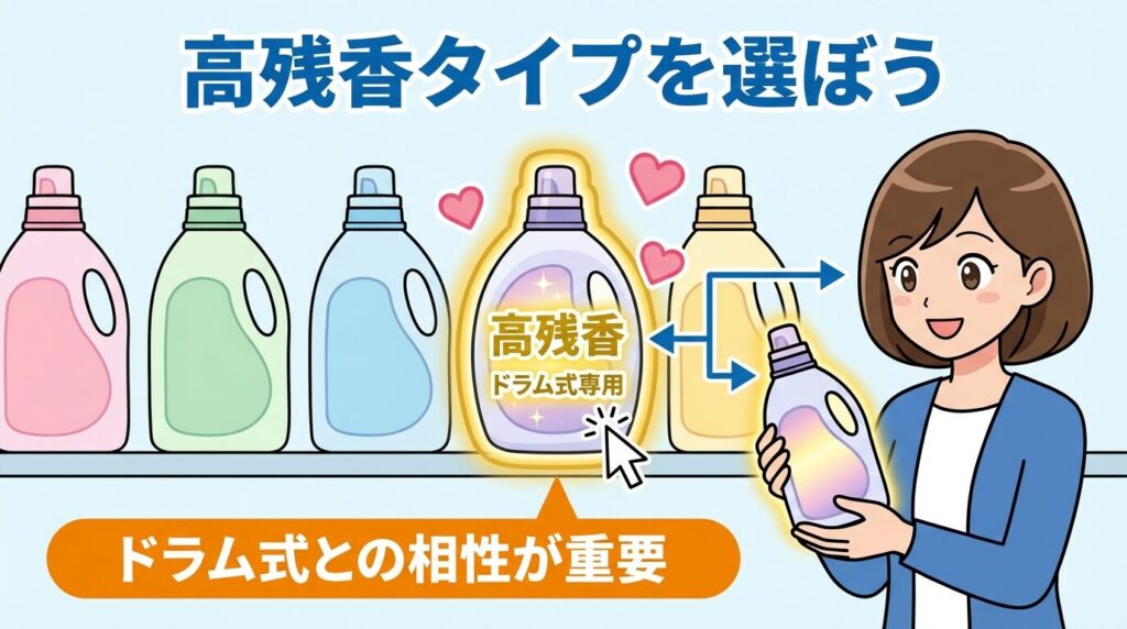 柔軟剤の銘柄を「高残香タイプ」に変えて相性を探る