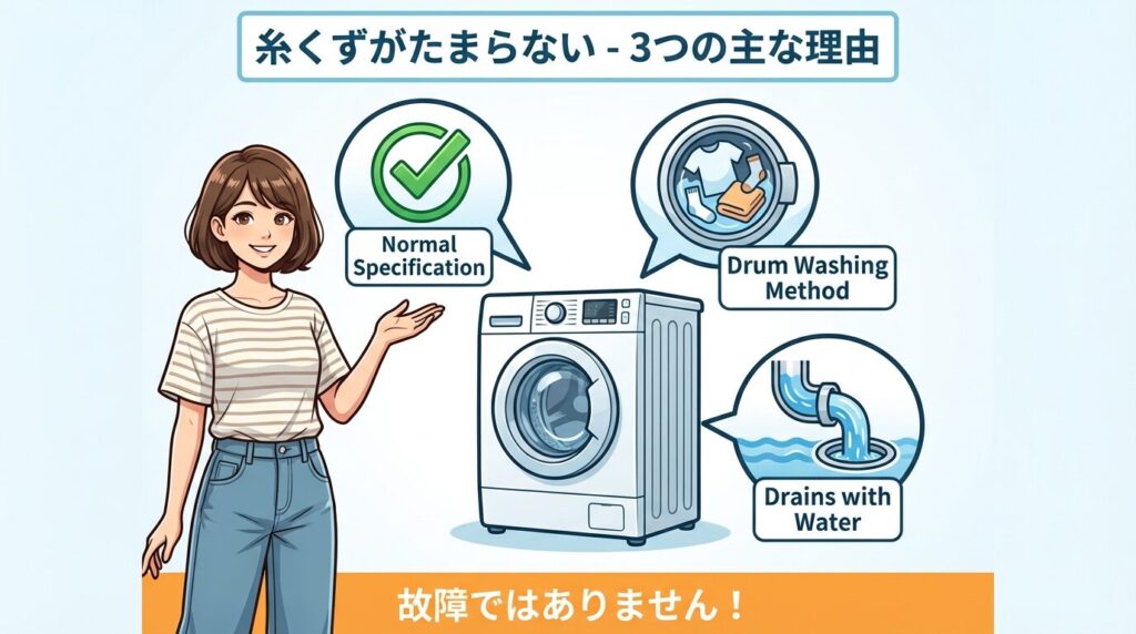 パナソニック洗濯機の糸くずが溜まらない3つの原因