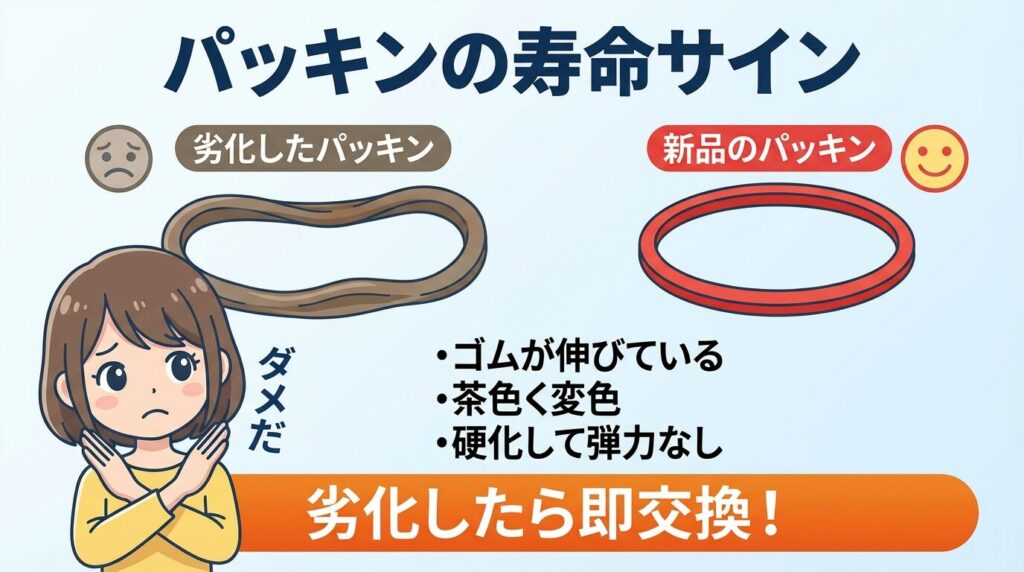 何度も外れるのは寿命？伸びたパッキンを使い続けるリスクと交換時期の目安