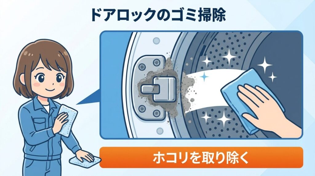 フタやドアロック部分のゴミ詰まり除去