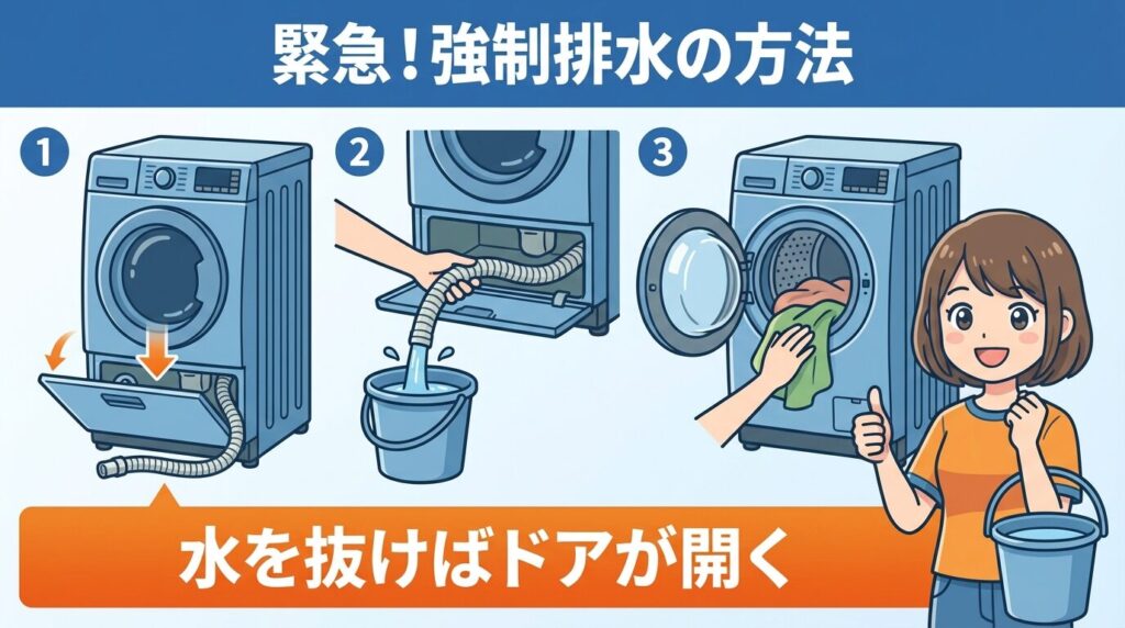 ドラム式特有の「強制排水」で洗濯物救出