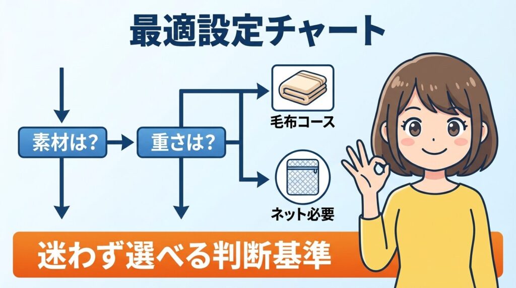 自分の毛布に最適な設定がすぐわかる全自動判断チャート