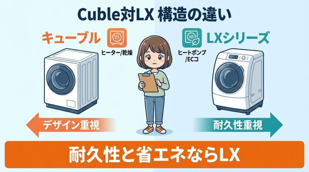 注意：CubleとLXシリーズの構造的リスク差