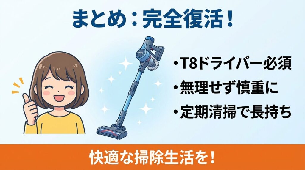 まとめ：ダイソン掃除機のゴムパッキン付け方をマスターして寿命を延ばそう