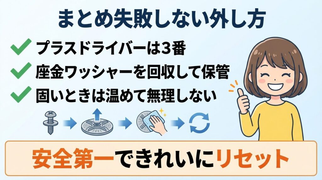 まとめ:パナソニック洗濯機のパルセーター外し方