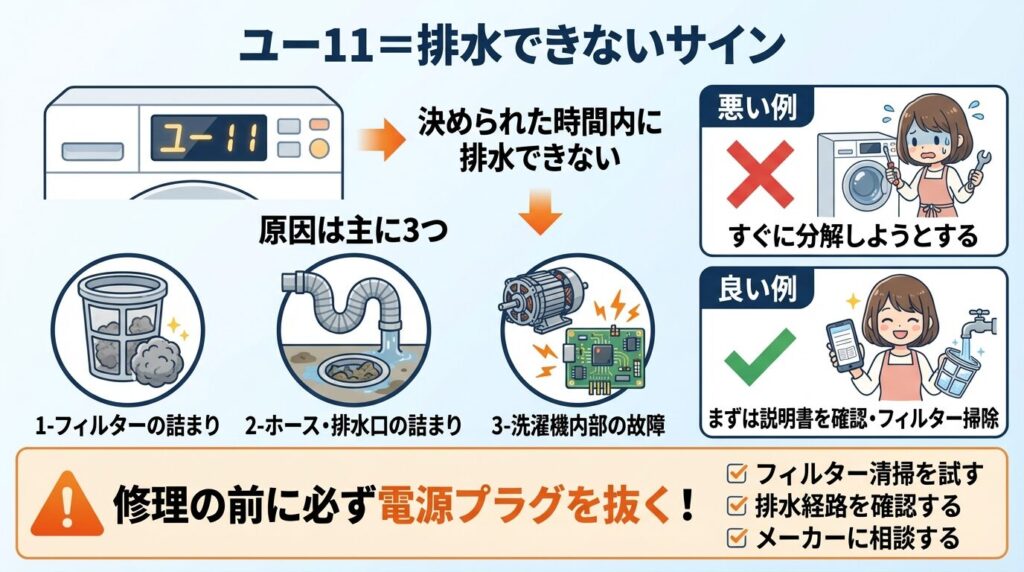 U11エラーの意味と排水できない主な原因
