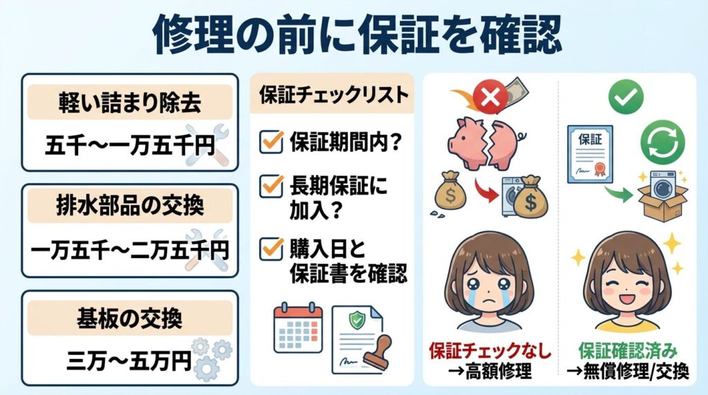修理費用の相場とメーカー保証の確認方法