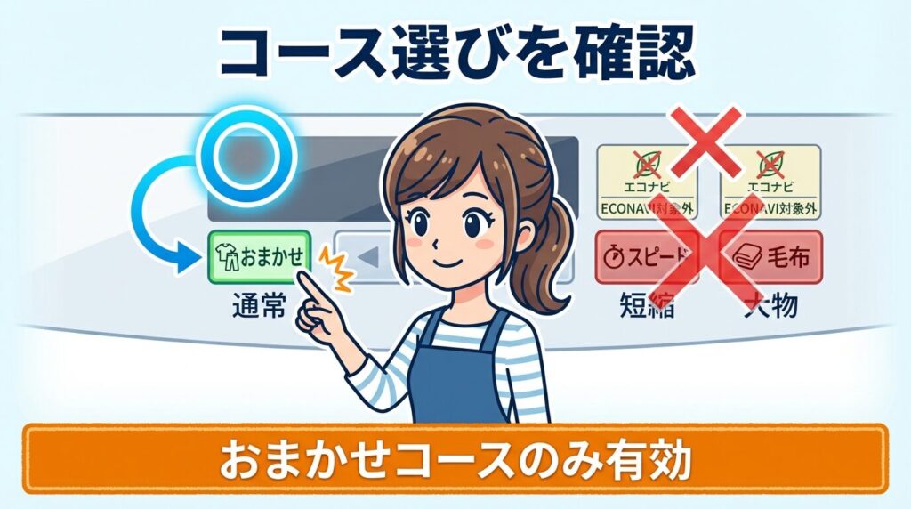 選んだコース設定がエコナビ対象外