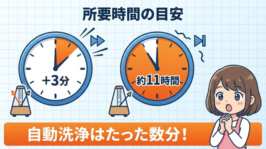 所要時間は？自動槽洗浄とコース洗浄の目安