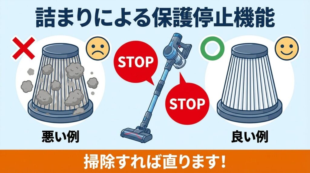 フィルター目詰まりや異物が引き起こす「保護停止機能」
