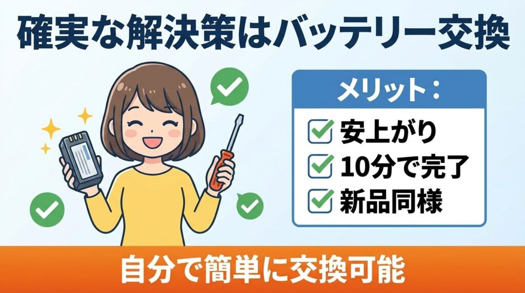 解決しない場合は「バッテリー交換」が最も確実な対処法