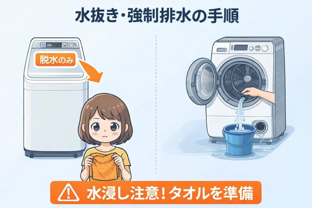 強制排水を行ってから再起動する方法