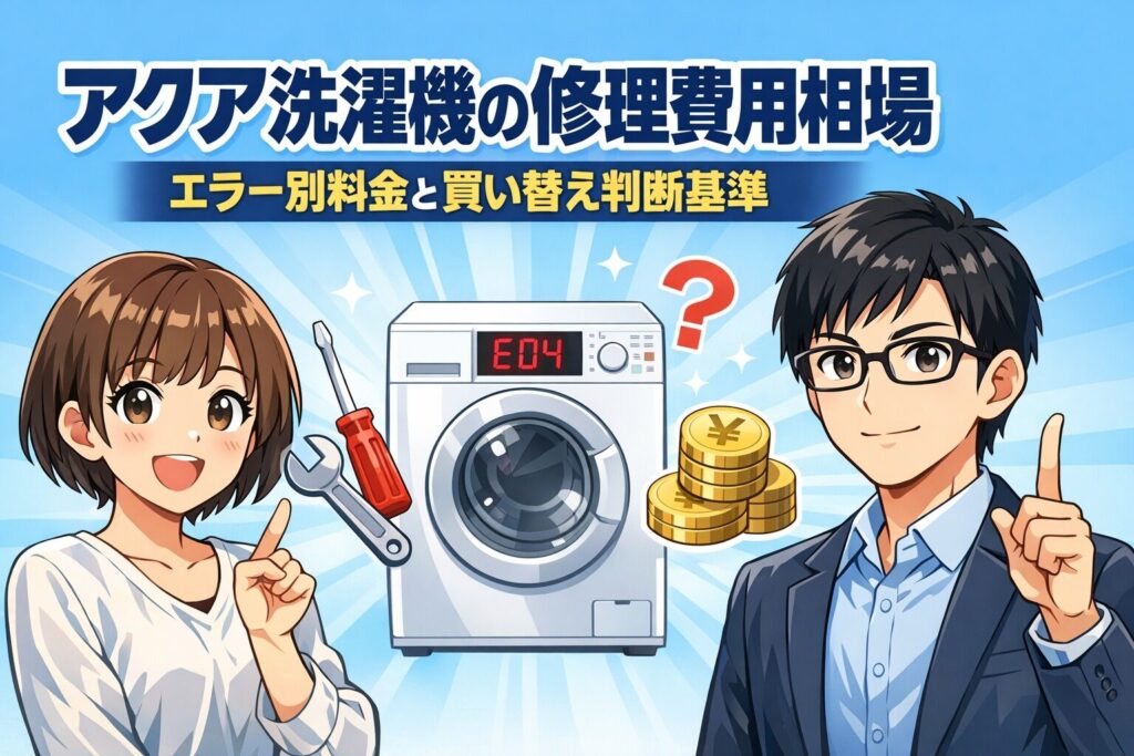 アクア洗濯機の修理費用相場｜エラー別料金と買い替え判断基準