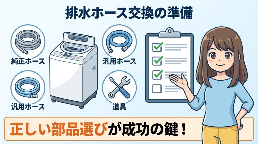アクア洗濯機の排水ホース交換に必要な部品選びと準備