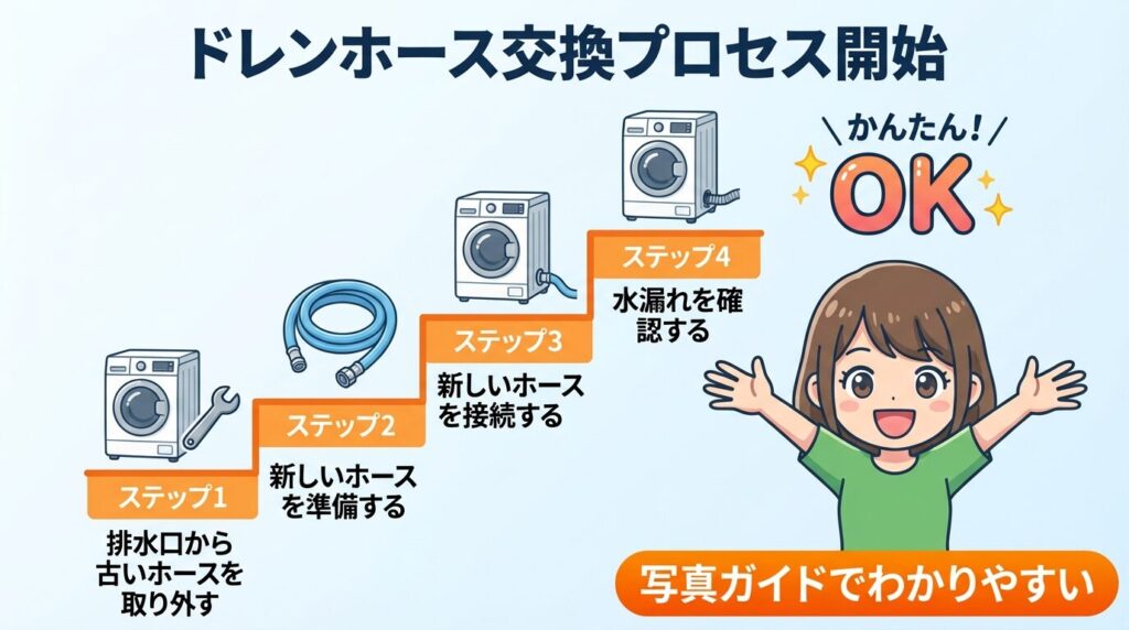 アクア洗濯機の排水ホース交換手順