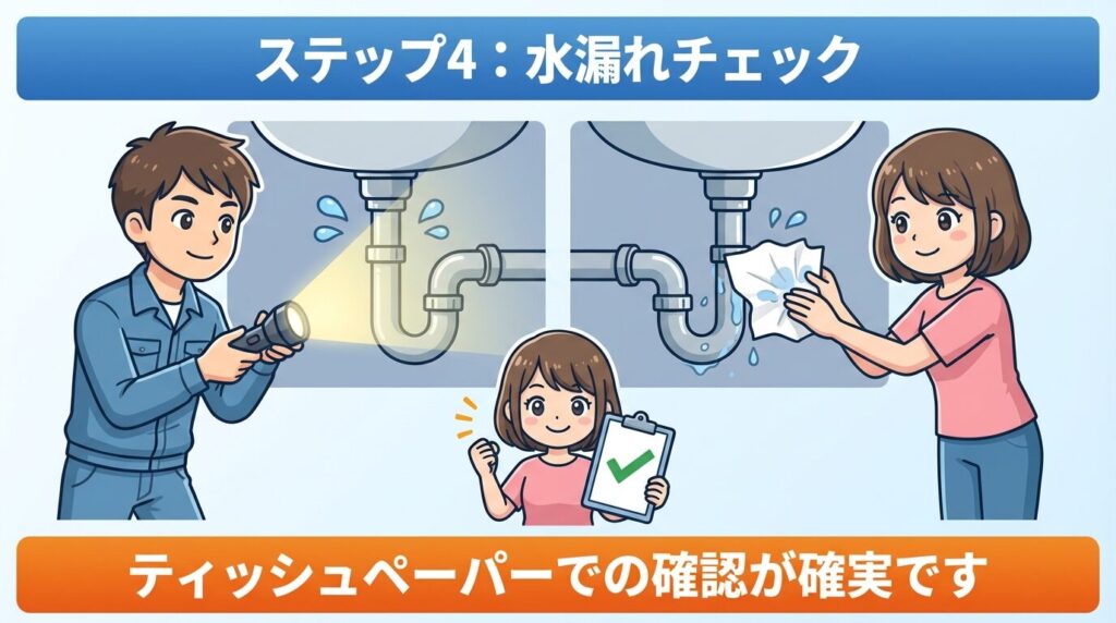 手順④試運転で水漏れがないかチェック