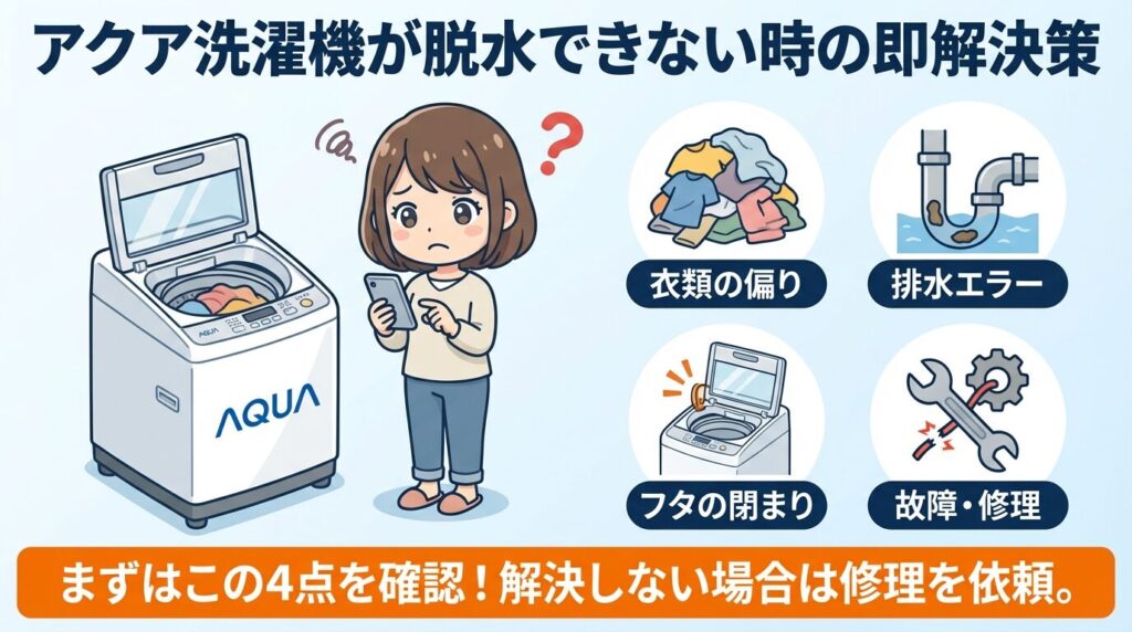 アクア洗濯機が脱水できない時の即効対処法