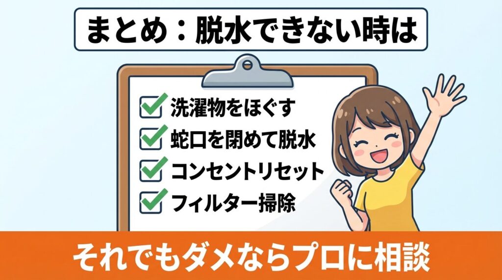 まとめ：アクア洗濯機が脱水できない時は
