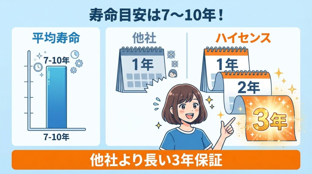 寿命目安は平均7~10年!他社にはない保証の強み