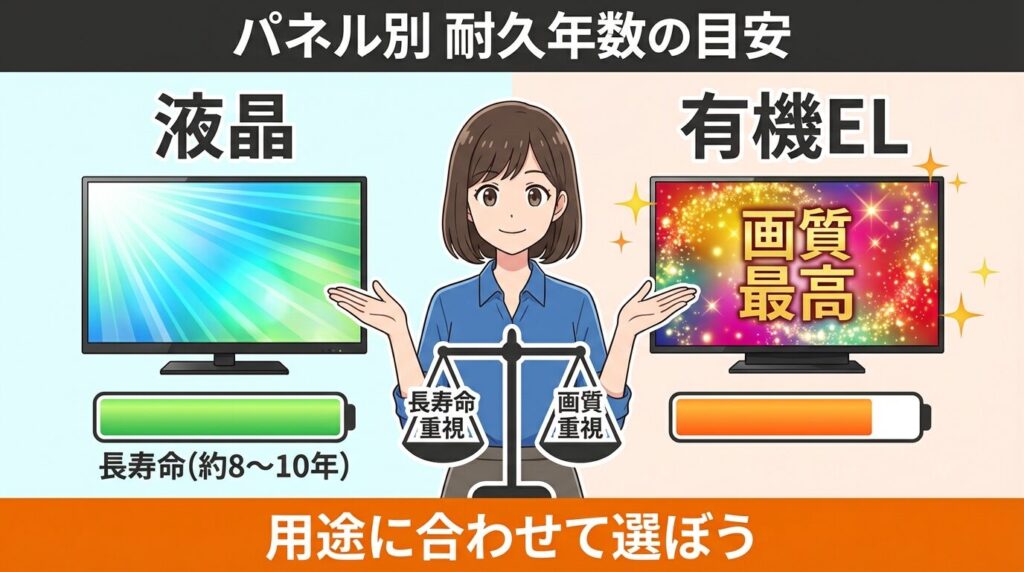 有機ELと液晶で違う?パネルタイプ別の耐久年数