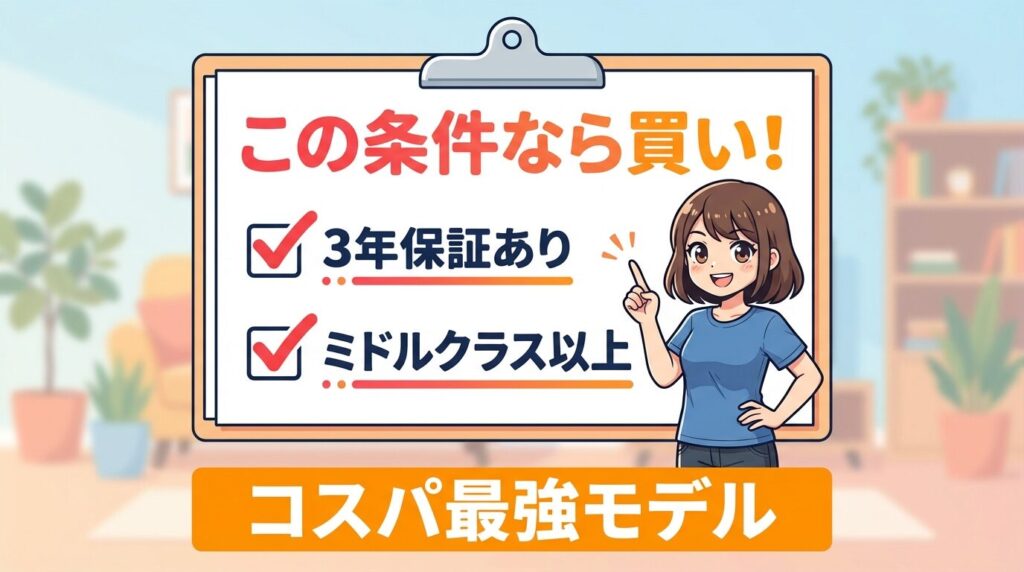 結論：この条件なら「買い」！コスパ最強のおすすめモデル