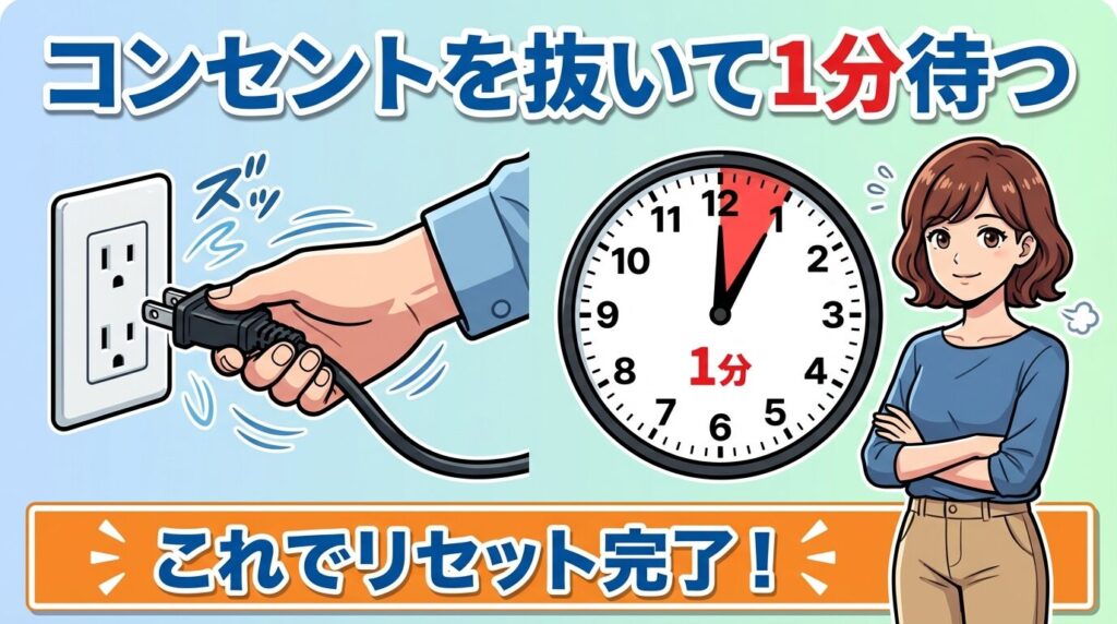 【結論】コンセントを抜き1分待つ完全放電