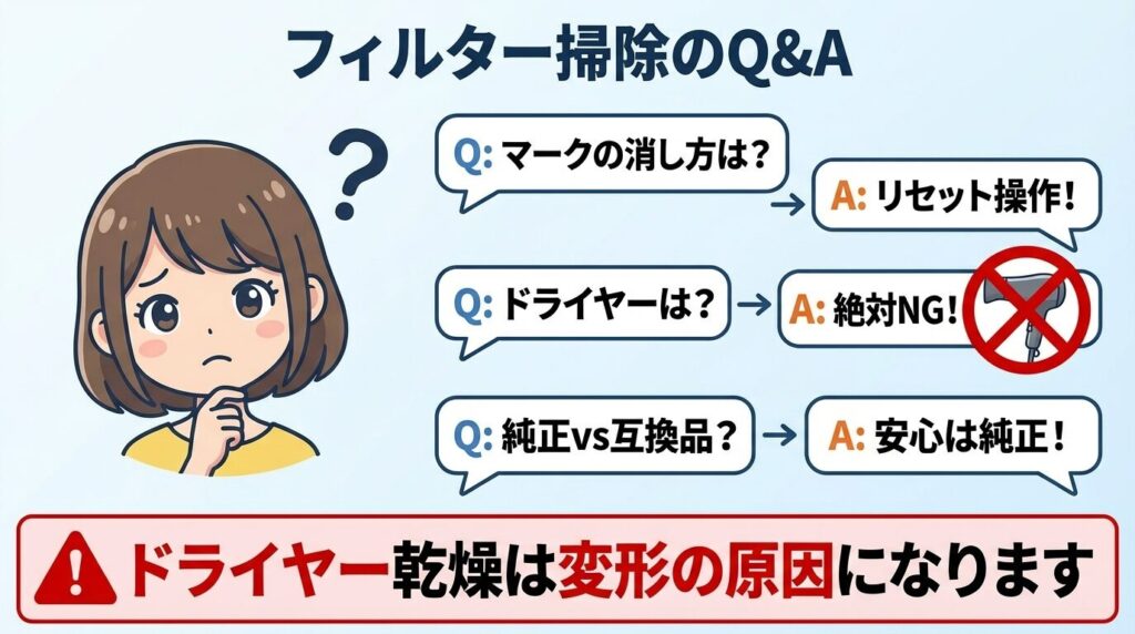 ダイソン掃除機のフィルター掃除したのに…に関するよくある質問