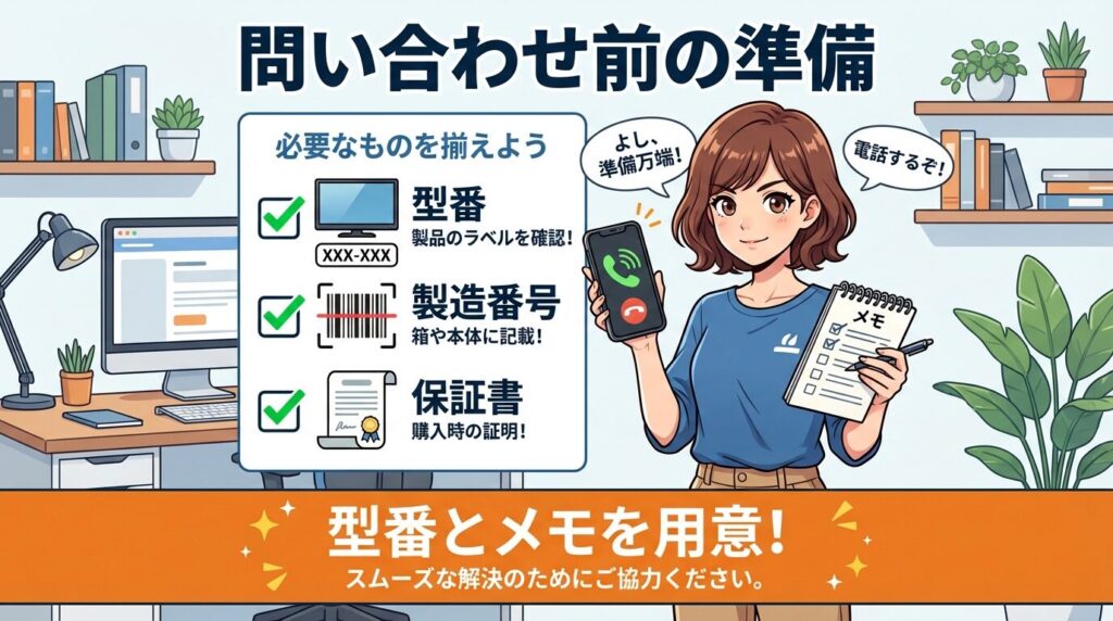 問い合わせ窓口へ連絡する前の準備事項