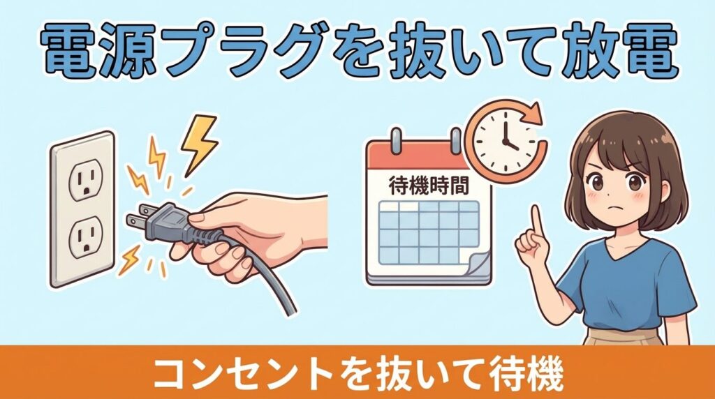 電源プラグを抜いて放電リセットする