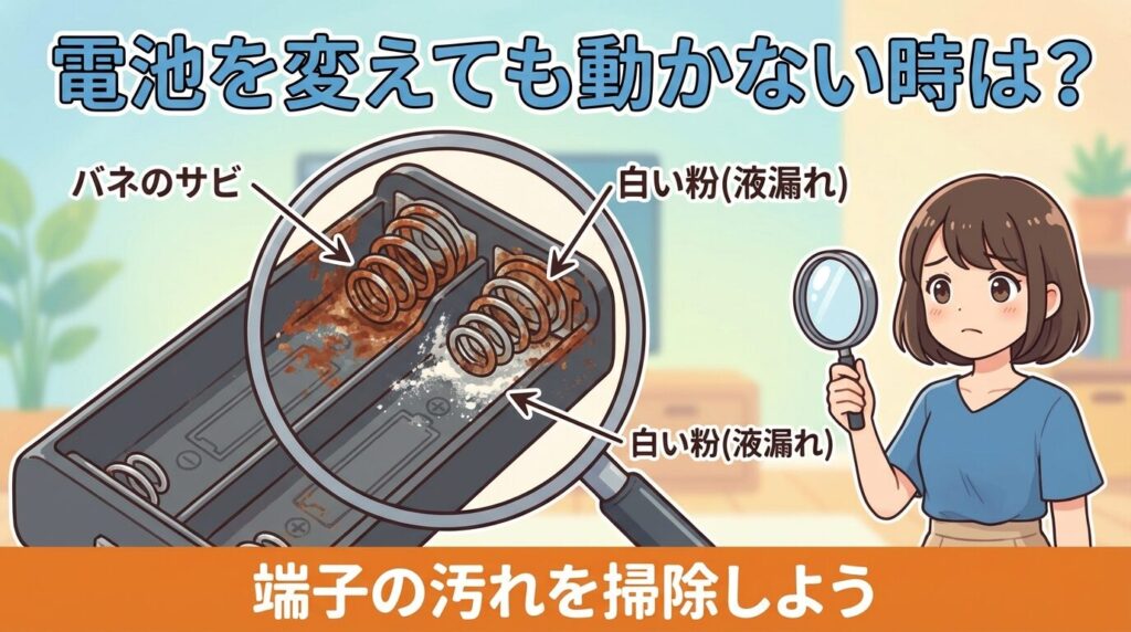 電池交換しても動かない原因は液漏れか接触不良