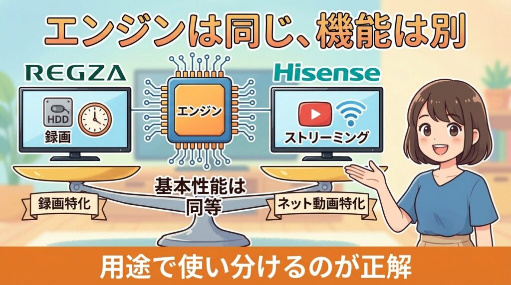 レグザとの違いは？エンジンは同じでも機能に差がある