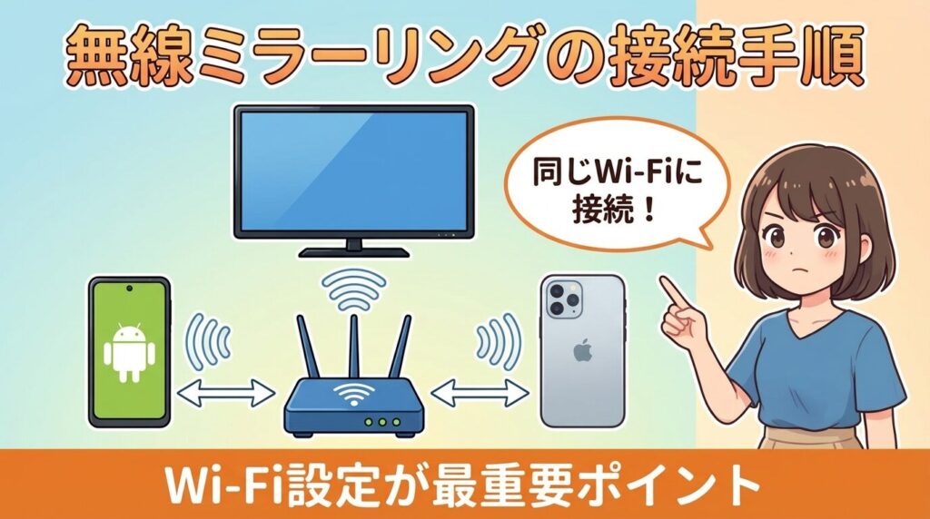 iPhone・Androidの無線ミラーリング手順