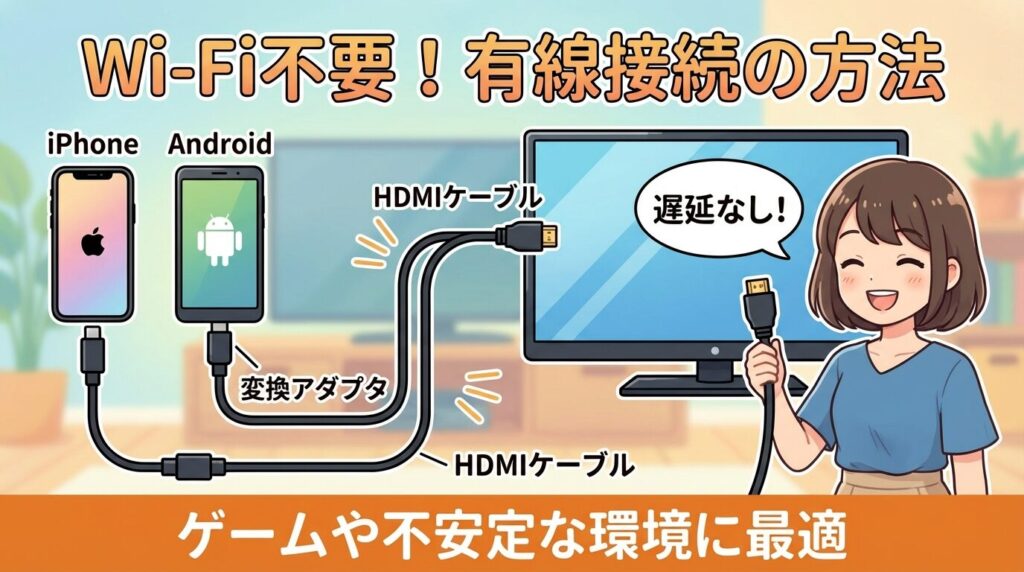 Wi-FiなしでもOK!HDMIケーブルでの有線接続