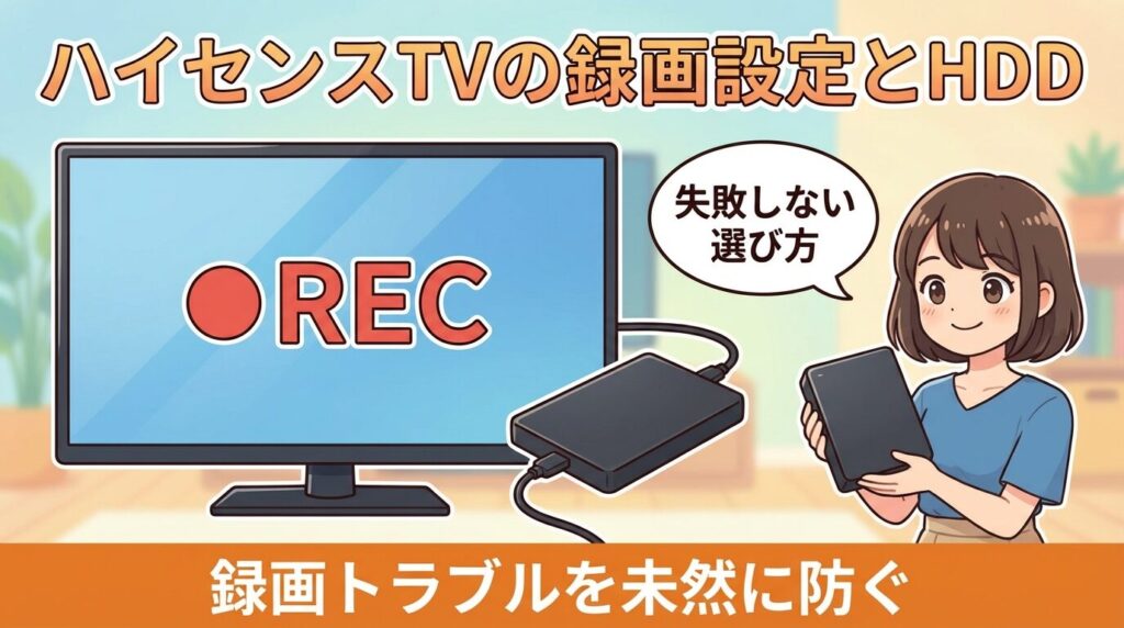 ハイセンスTVの録画設定と外付けHDD推奨