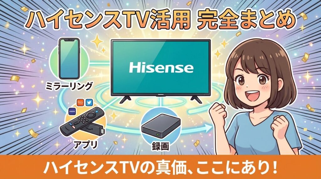 まとめ:ハイセンスTVの録画・アプリ・ミラーリング活用