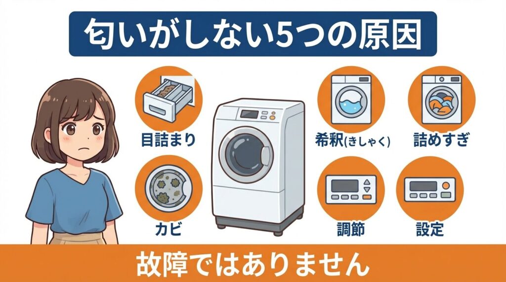 ニトリの洗濯機から柔軟剤の匂いがしない主な原因