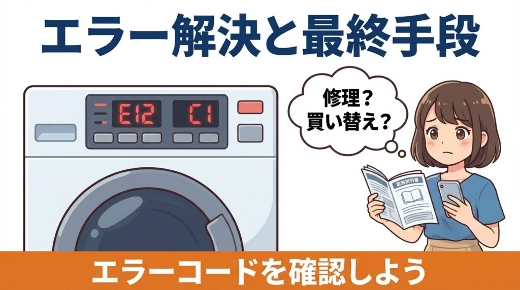 ニトリの洗濯機が脱水できないままのエラー解決策