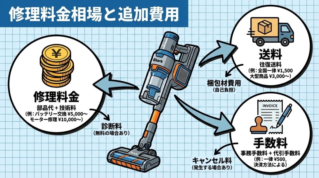 シャーク掃除機の修理料金相場と意外な追加費用
