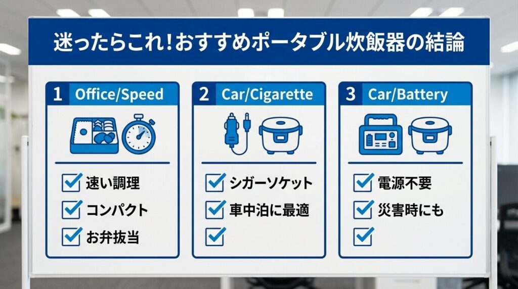 迷ったらこれ！おすすめポータブル炊飯器の結論