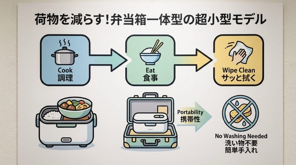 荷物を減らす！弁当箱一体型の超小型モデル