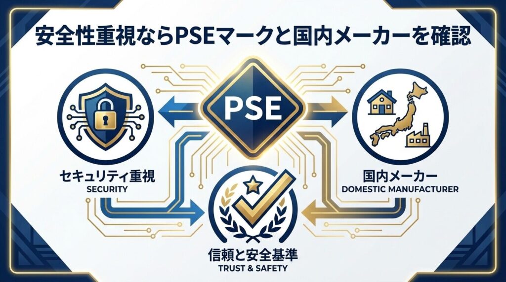 安全性重視ならPSEマークと国内メーカーを確認
