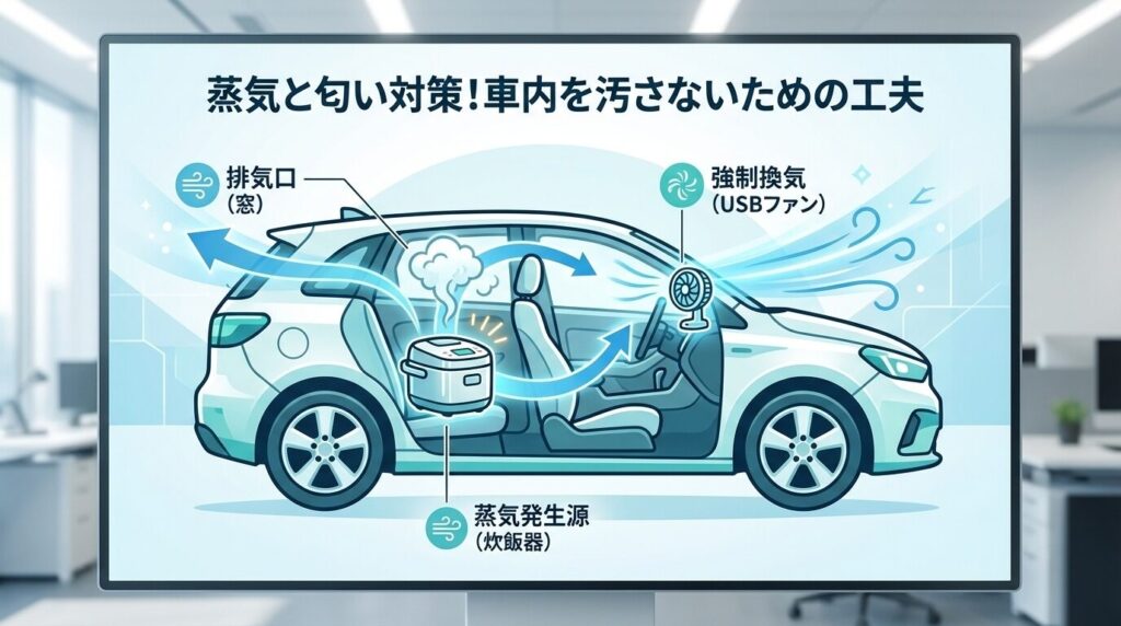 蒸気と匂い対策！車内を汚さないための工夫