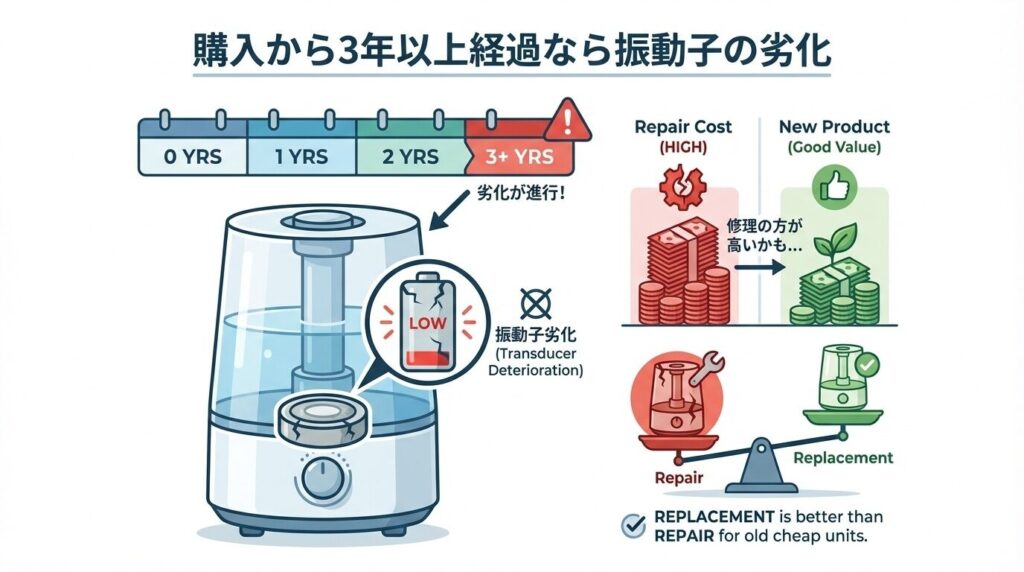 購入から3年以上経過なら振動子の劣化