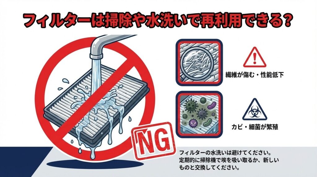 フィルターは掃除や水洗いで再利用できる？