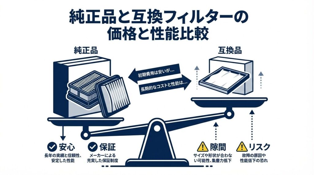 純正品と互換フィルターの価格と性能比較