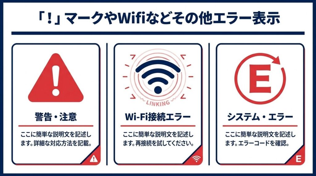 「！」マークやWifiなどその他エラー表示一覧