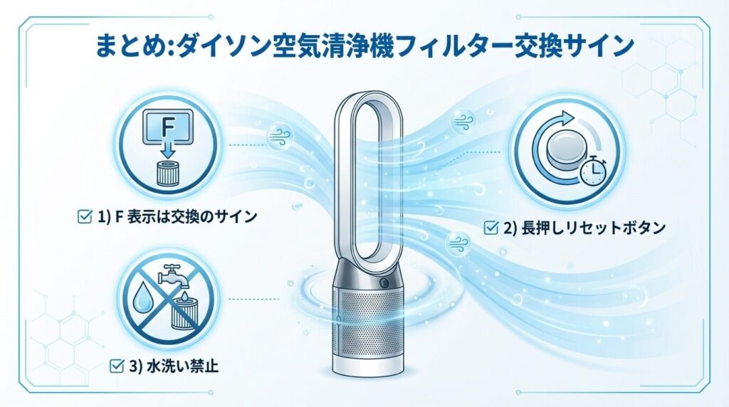 まとめ：ダイソン空気清浄機フィルター交換サイン
